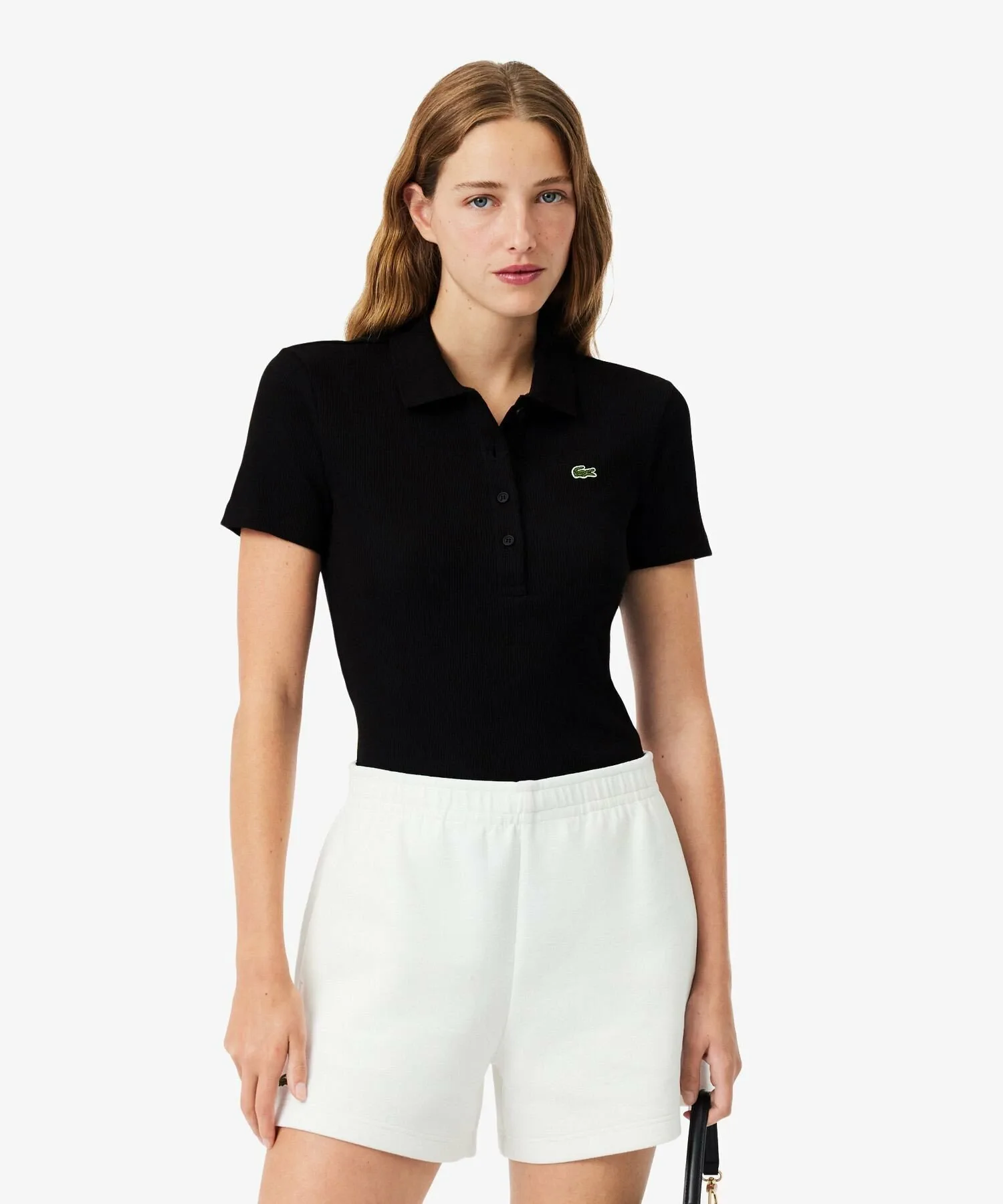 Рубашка-поло LACOSTE, Black, из ребристой вязки