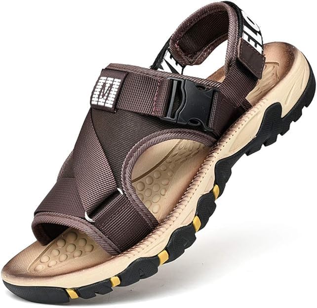 

Летние сандалии Asifn Men Fashion с лентами, спортивные походные удобные тапочки, водонепроницаемые, прохладные, дышащие, песочные обувь, коричневый