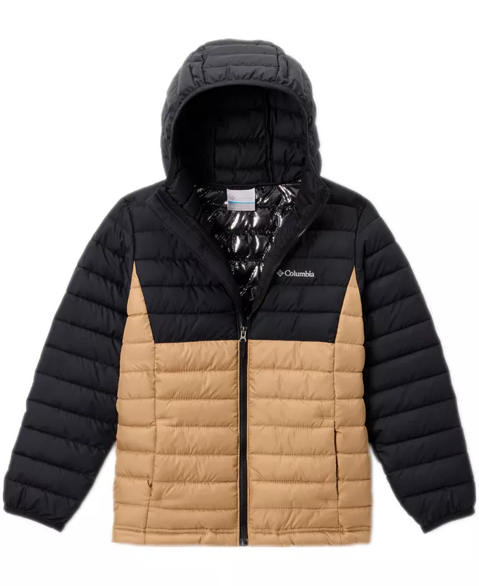 

Куртка Big Boys Powder Lite II с капюшоном на молнии, стеганая, в технике колорблок Columbia, загар/бежевый