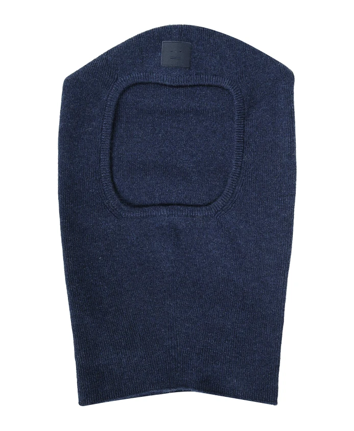 

Шерстяная шапка в рубчик с нашивкой-логотипом Acne Studios, синий