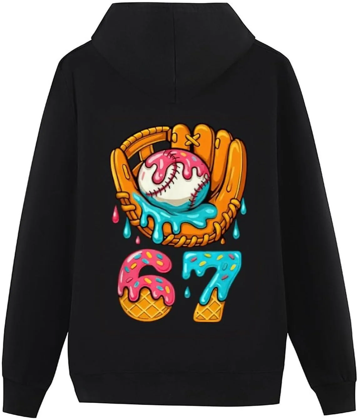 Толстовка с капюшоном 67 Ice Cream Drip, casual, мягкая, с карманом — фото 3
