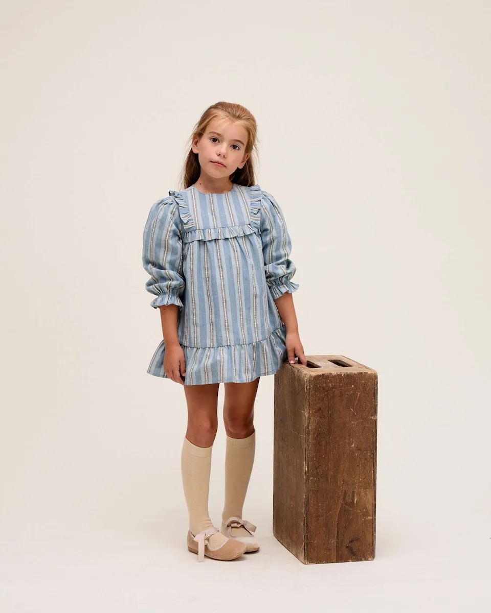 

Полосатое платье для девочки Dadati, синий/белый