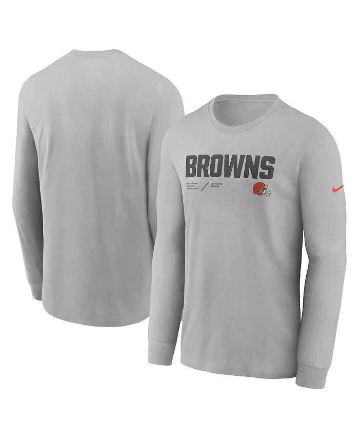

Мужская серебристая футболка с длинным рукавом Cleveland Browns Infograph Lock Up Performance Nike