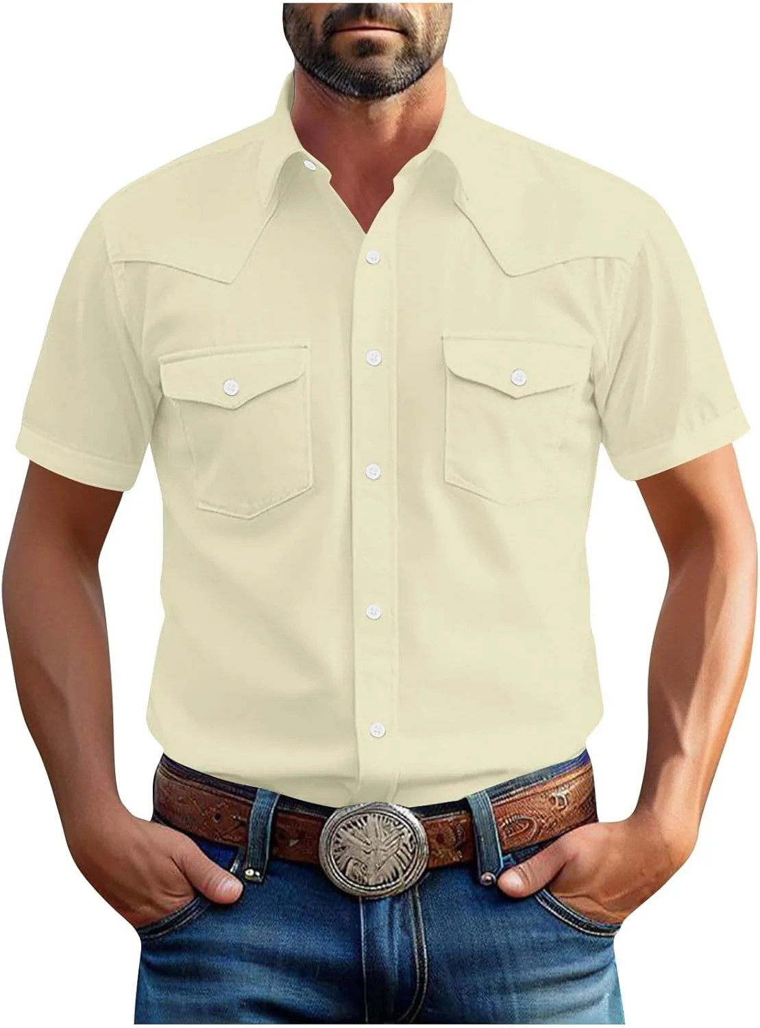 

Мужская рубашка-поло Cargo Plus Size с коротким рукавом