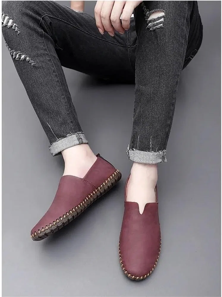 Лоферы кожаные Mens Vegan Leather Loafers, красный DHFIRUFSHLO — фото 2