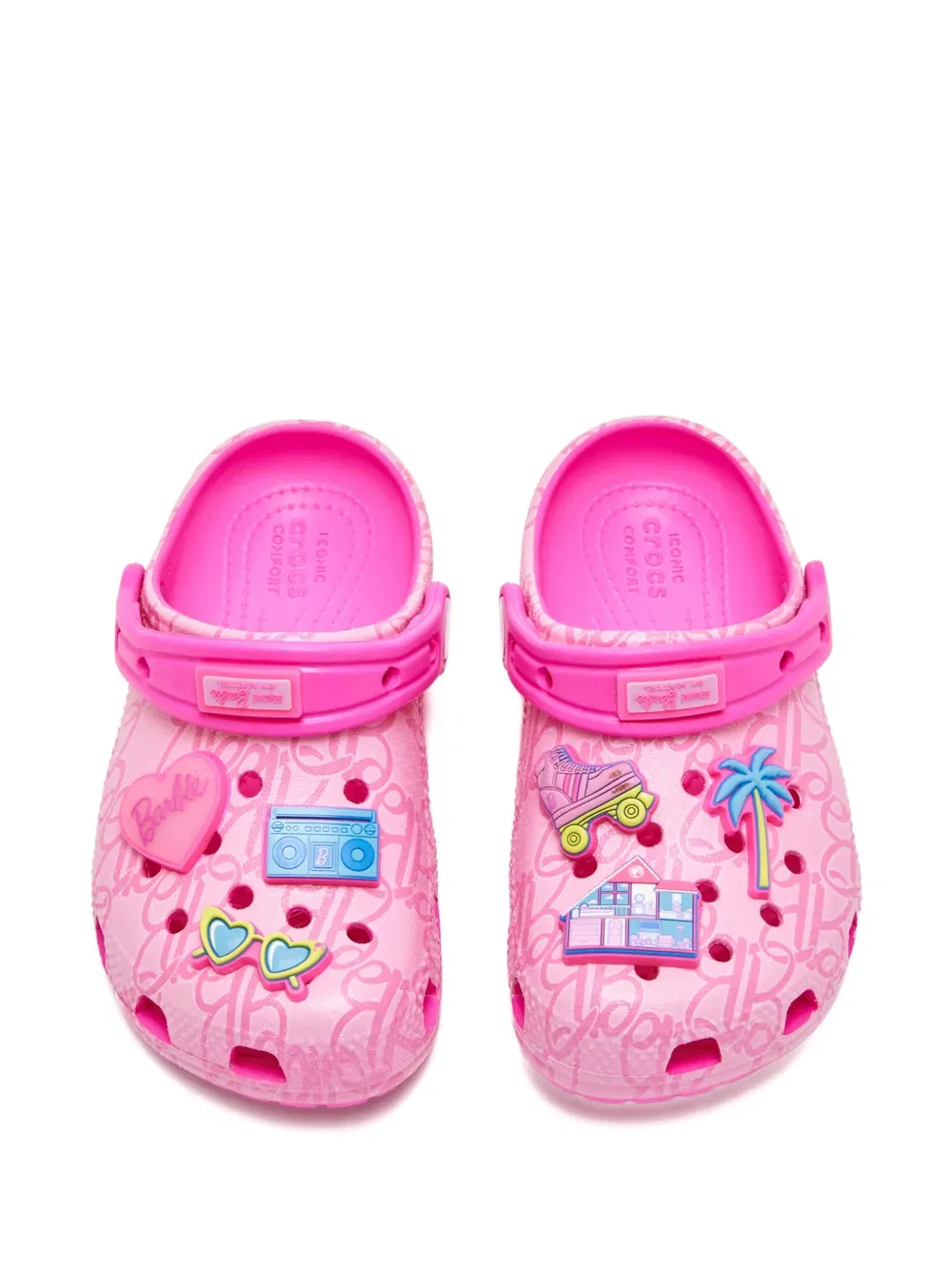 Классические сабо с монограммой в стиле Барби Crocs Kids, розовый — фото 3