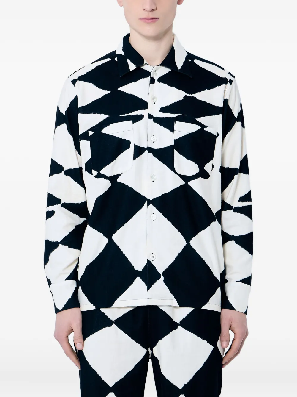 

Рубашка поло с узором в ромб NÒMARYTHM TEXTILE, белый