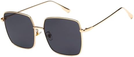 

Женские солнцезащитные очки, мужские винтажные солнцезащитные очки большого размера, модные женские очки унисекс, металлическая оправа, защита от УФ-излучения UV400 MTZJH, Gold Gray