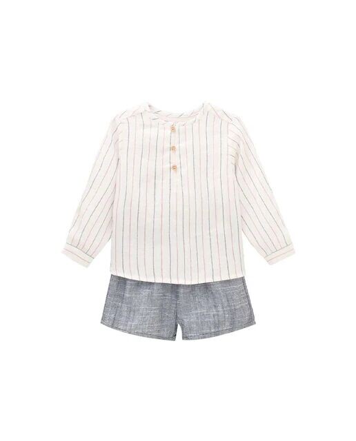 

Комплект для мальчика: полосатая рубашка и мраморные шорты Dadati, синий