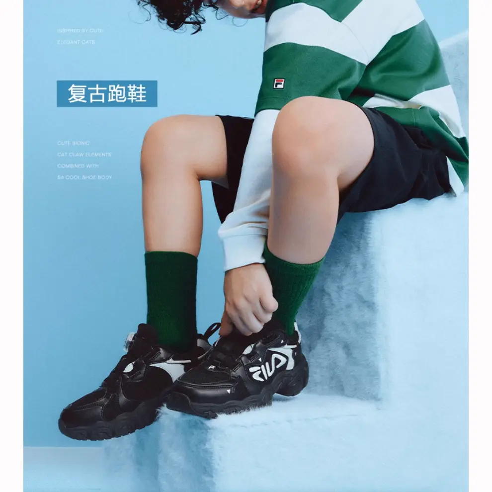 FILA KIDS Детские кроссовки Fila Cat Paw с низким верхом, устойчивые к ударам и истиранию, черные — фото 3