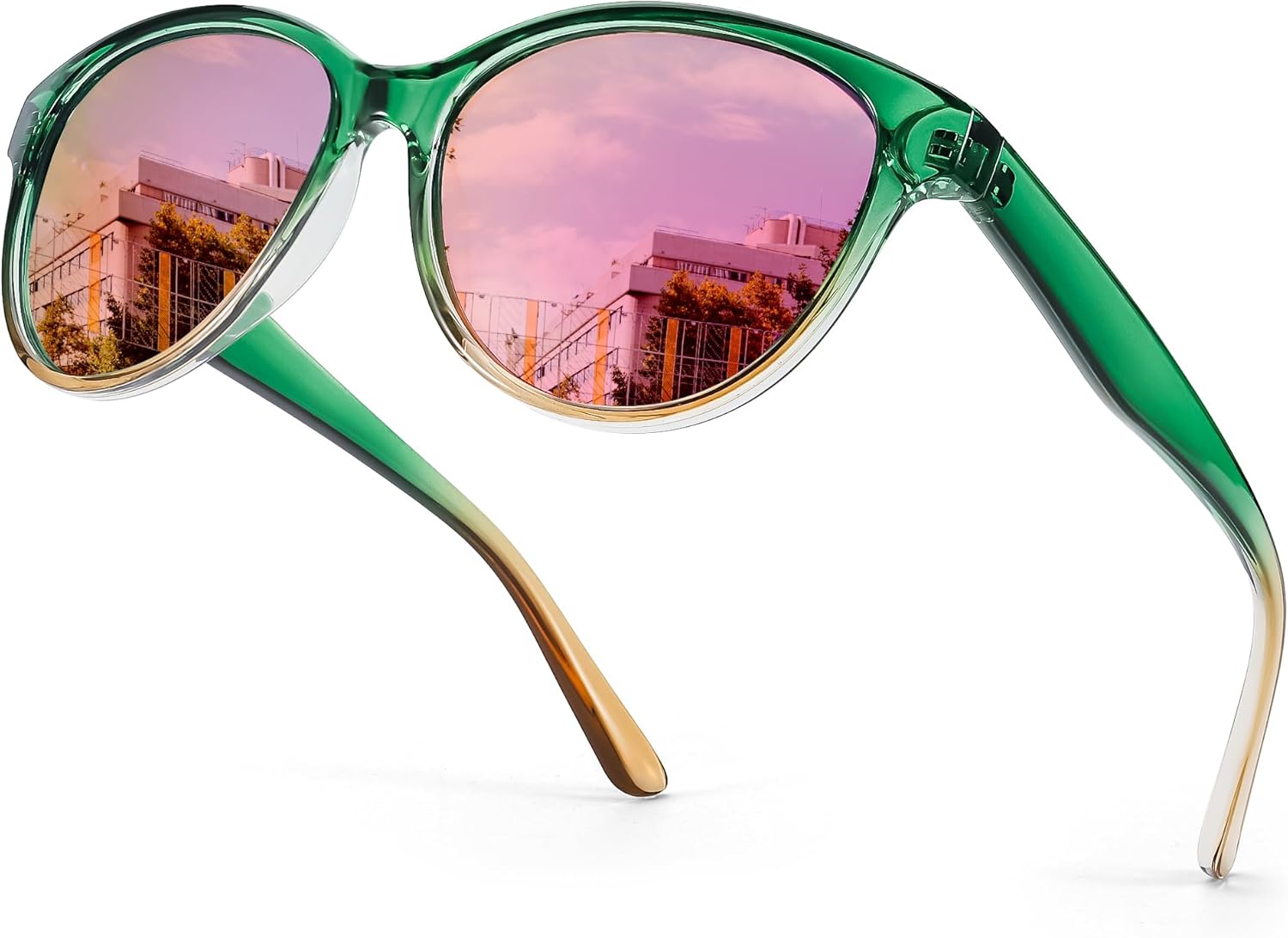 

Винтажные круглые поляризованные солнцезащитные очки SIPHEW для женщин, модные ретро-очки с защитой от УФ-излучения, для активного отдыха, средней посадки, A7-gradual Green Frame Pink Lens