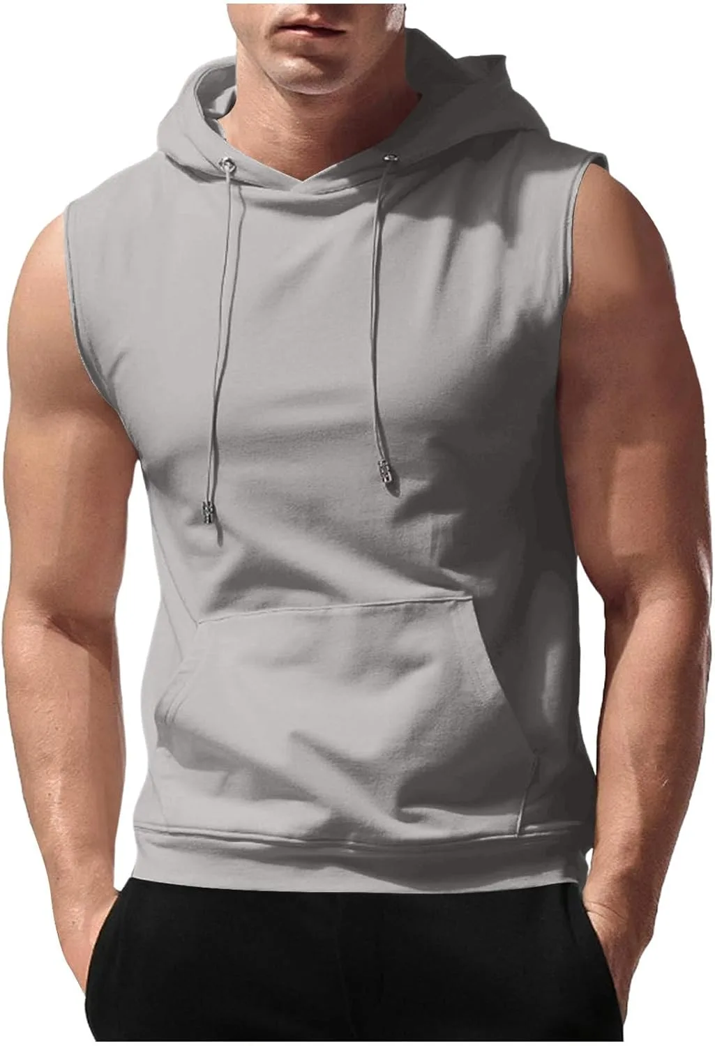 

Мужская толстовка без рукавов с капюшоном и карманом