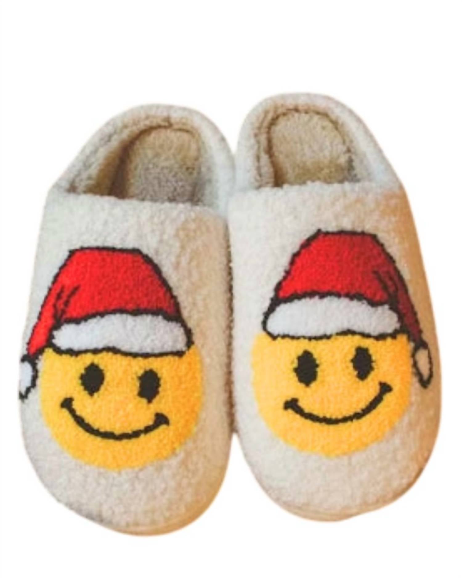 Унисекс белые тапочки Santa Christmas Happy Face Katydid