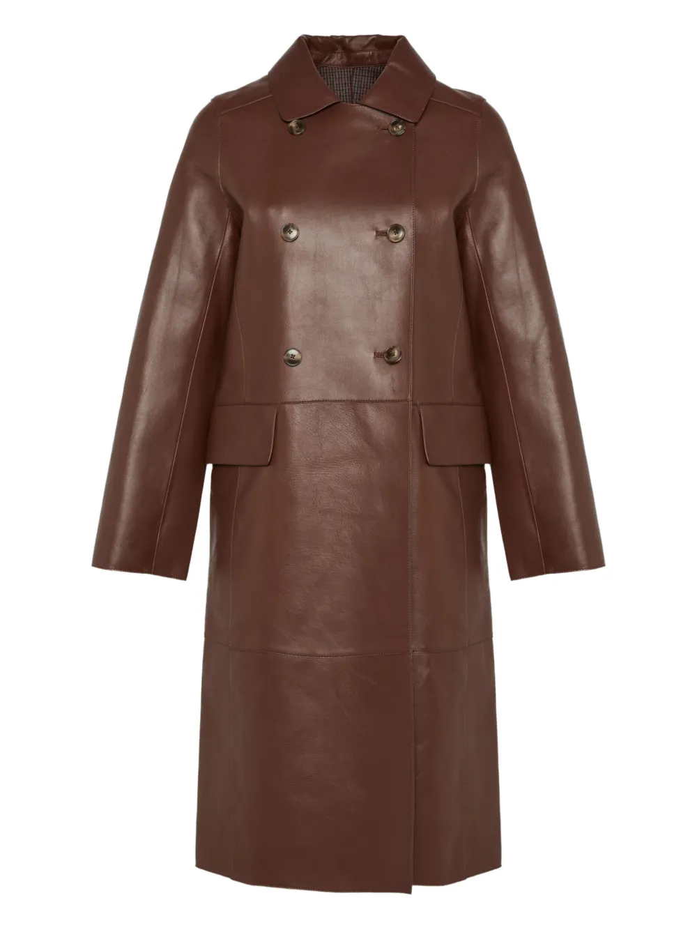 

Двубортное кожаное пальто YVES SALOMON, красный