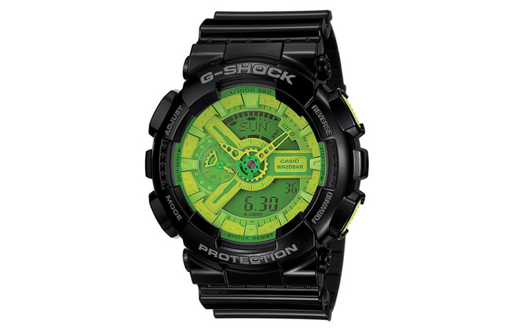 

CASIO Часы Women's Liquid Crystal/Analog Dual Display Series Green Watch GA-110B-1A3PR, Green Dial