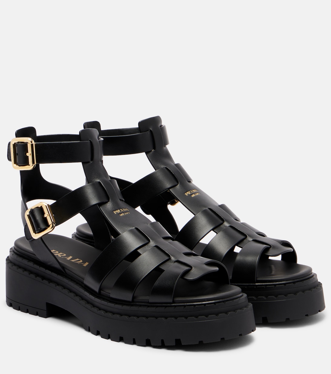Кожаные сандалии Prada, черный