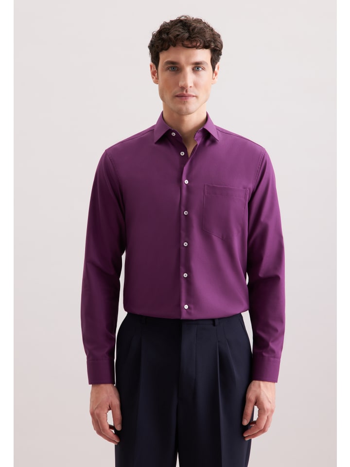 

Деловая рубашка, стандартного размера, фиолетового цвета Seidensticker