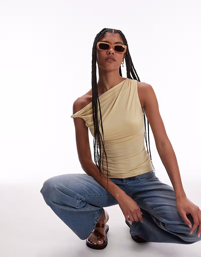 

Топ Topshop Twist на одно плечо цвета пахты