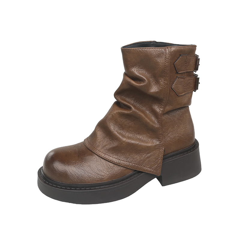 Xingdiman Черно-коричневые женские полусапожки на подкладке, цвет Brown Padded
