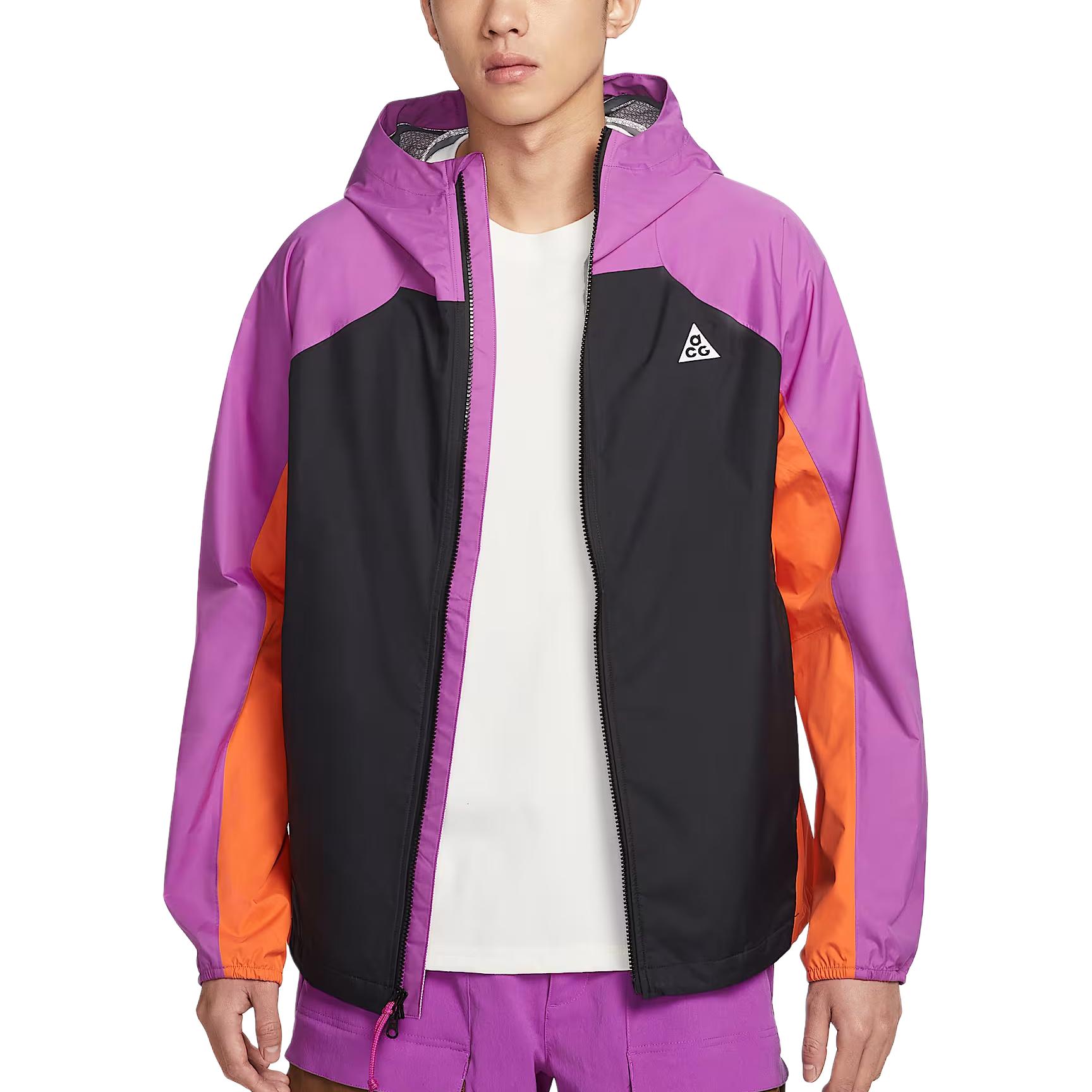 

Куртка ветровка ACG Hiking Waterproof, Windproof, Lightweight, Rainproof для мужчин Nike, bright фиолетовый/черный/safe оранжевый/mountain белый