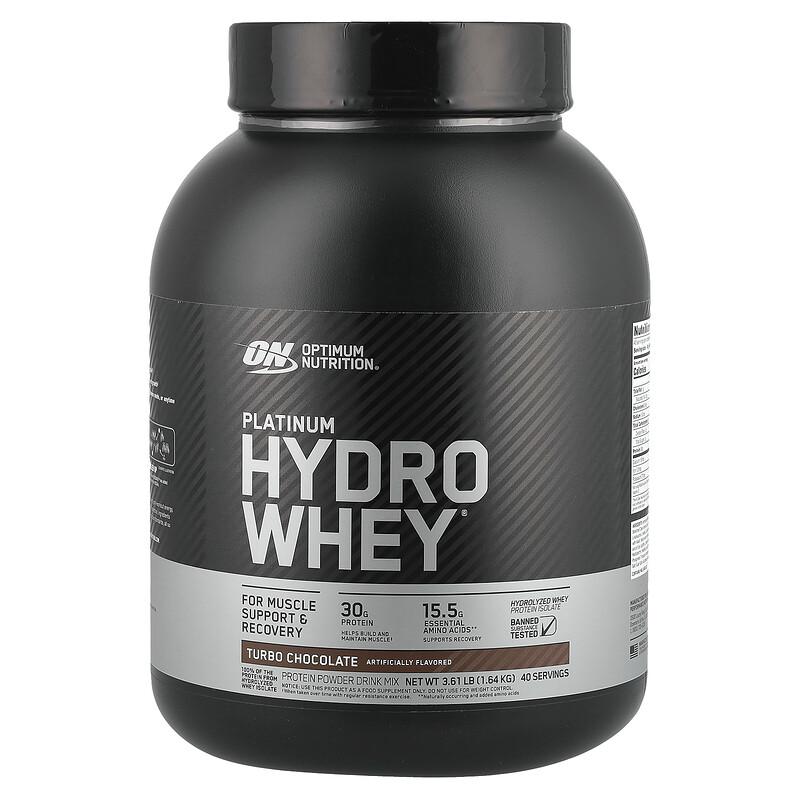 

Optimum Nutrition, Platinum Hydro Whey, гидролизованный изолят сывороточного протеина, турбо-шоколад, 1,64 кг (3,61 фунта)