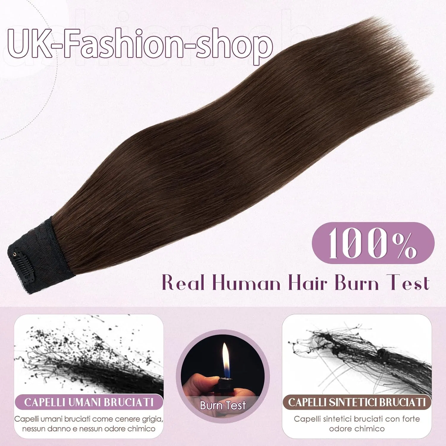 Накладные пряди UK-Fashion-Shop из натуральных волос, 40 см, средне-коричневые Uk-Fashion-Shop, #4 Medium Brown — фото 4
