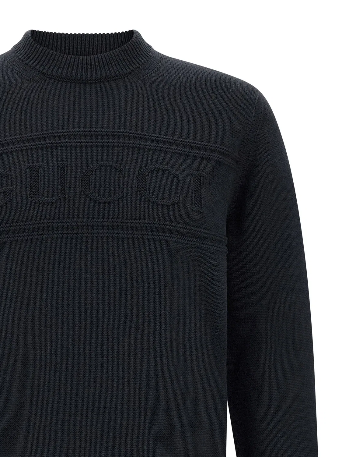 Свитер с интарсией GUCCI, синий — фото 3