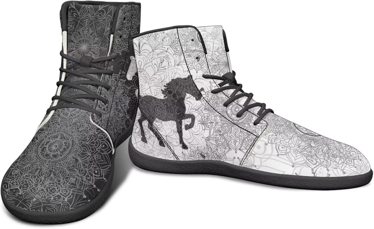 

Мужские ультрагибкие кроссовки с анималистическим принтом, высокие, на резиновой подошве, черно-белые, с мандалой, для бега Watdotory