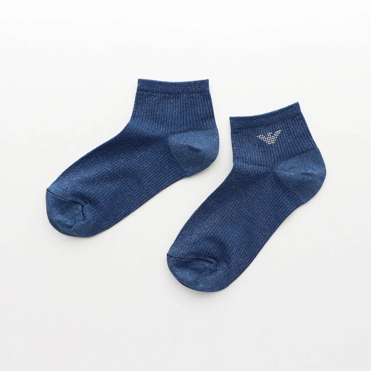 Женские короткие носки из люрекса Emporio Armani, 65. Blue