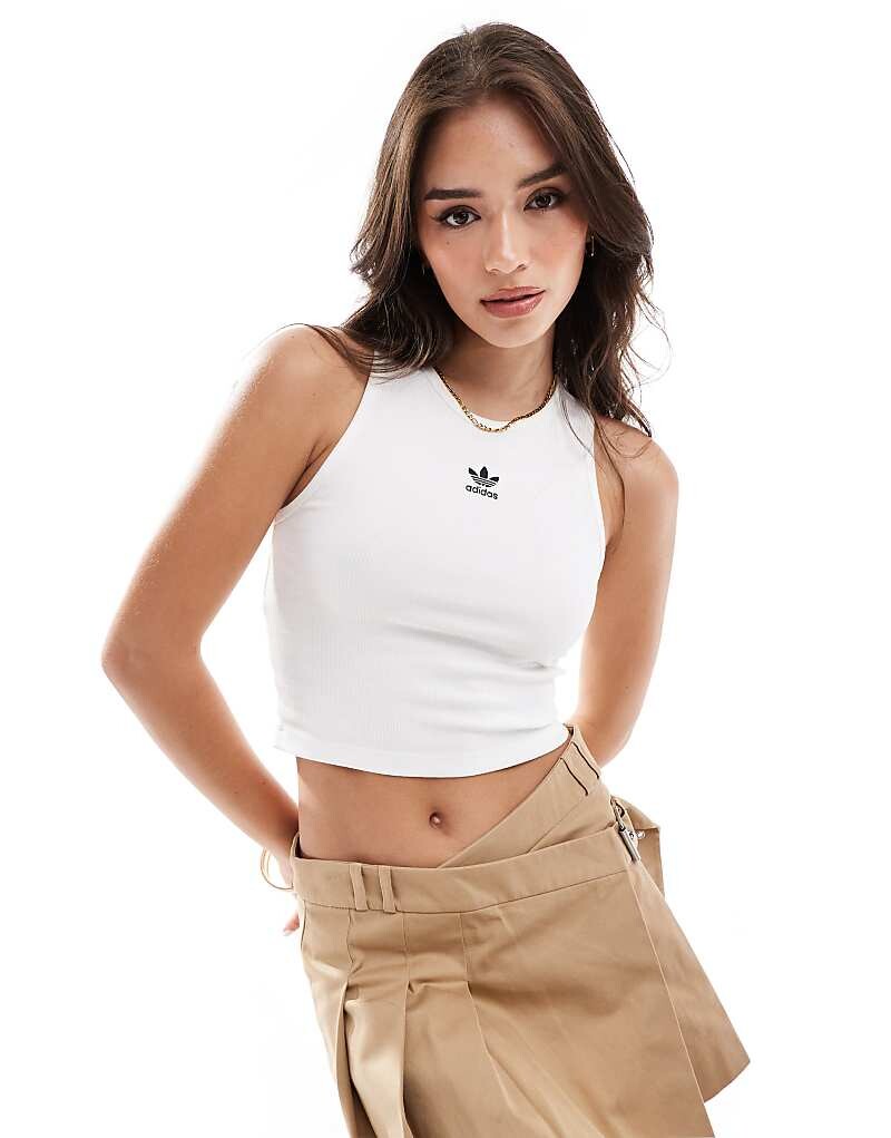 

adidas Originals – Essentials – Белая майка в рубчик =