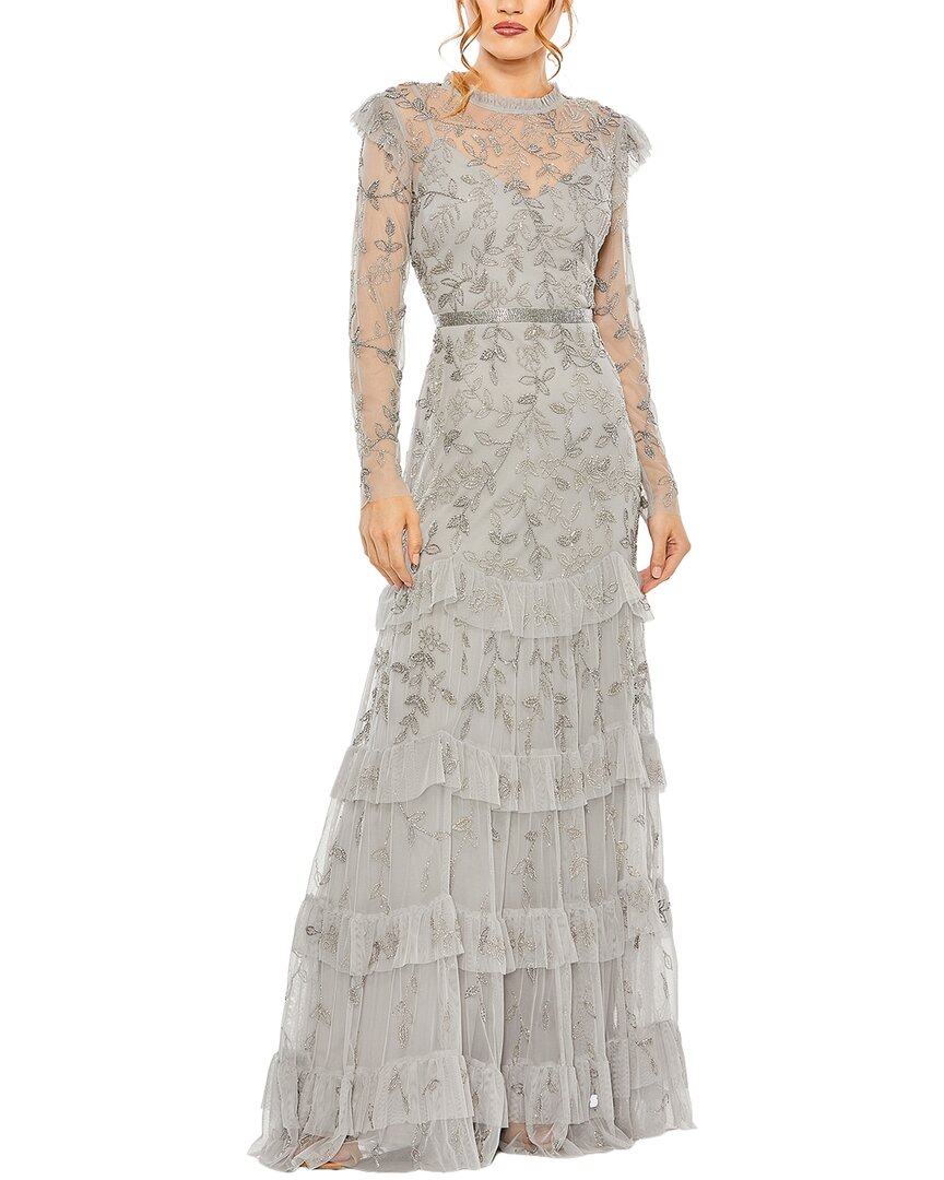 

Mac Duggal Платье с цветочными украшениями, металлик