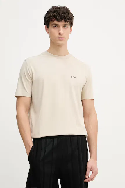 Футболка хлопковая Tee BOSS Green, бежевый