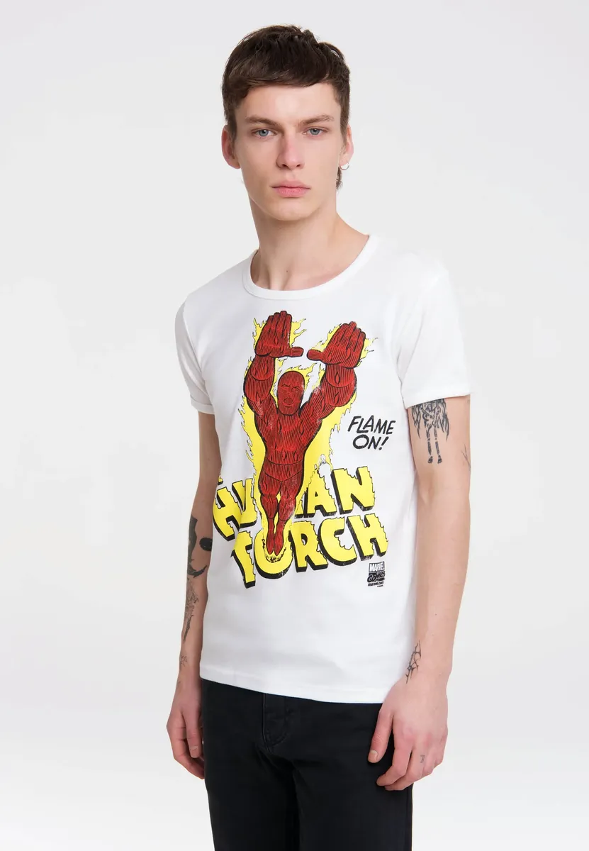 

Футболка Logoshirt "Human Torch Flame On" с крутым мотивом героя, белый