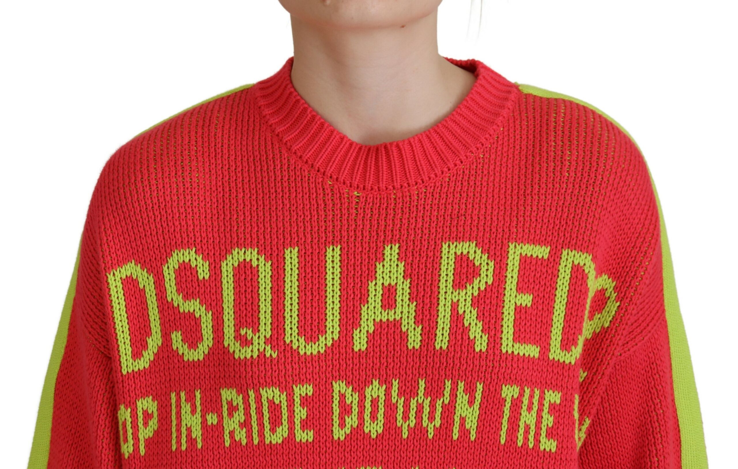Многоцветный хлопковый трикотажный свитер с круглым вырезом Dsquared2 — фото 4