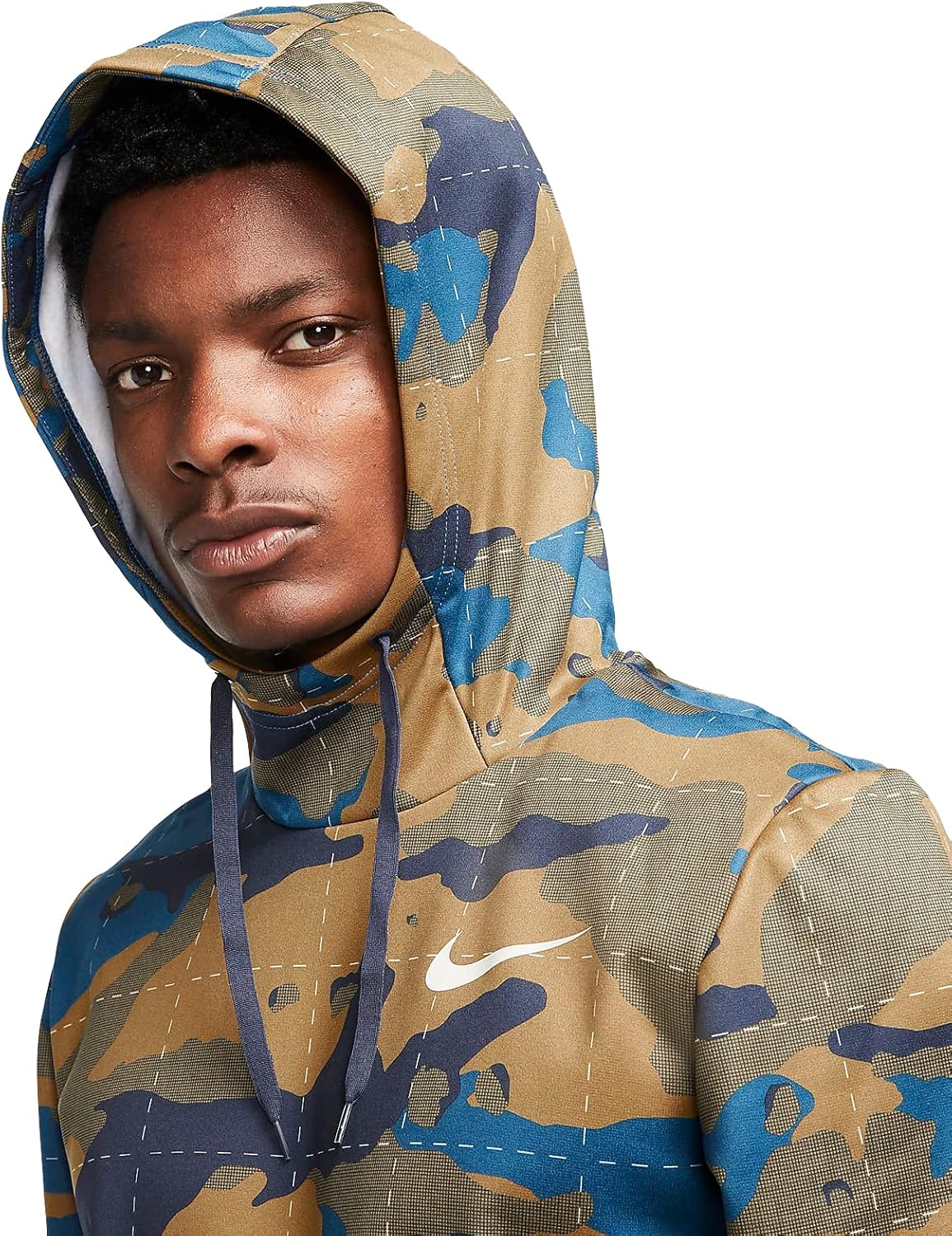 Мужская толстовка с капюшоном Nike Therma Fit, Court Blue Camo — фото 4