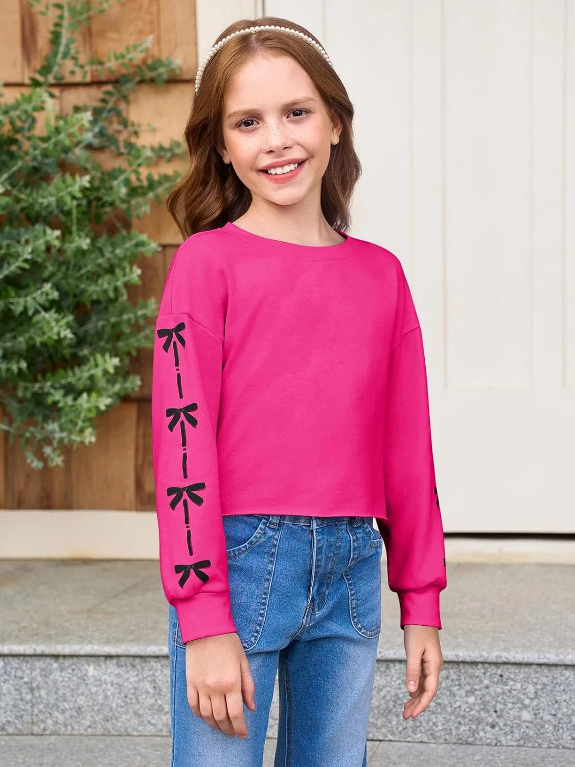 Свитшот с принтом ромашек Haloumoning, Hot Pink — фото 2