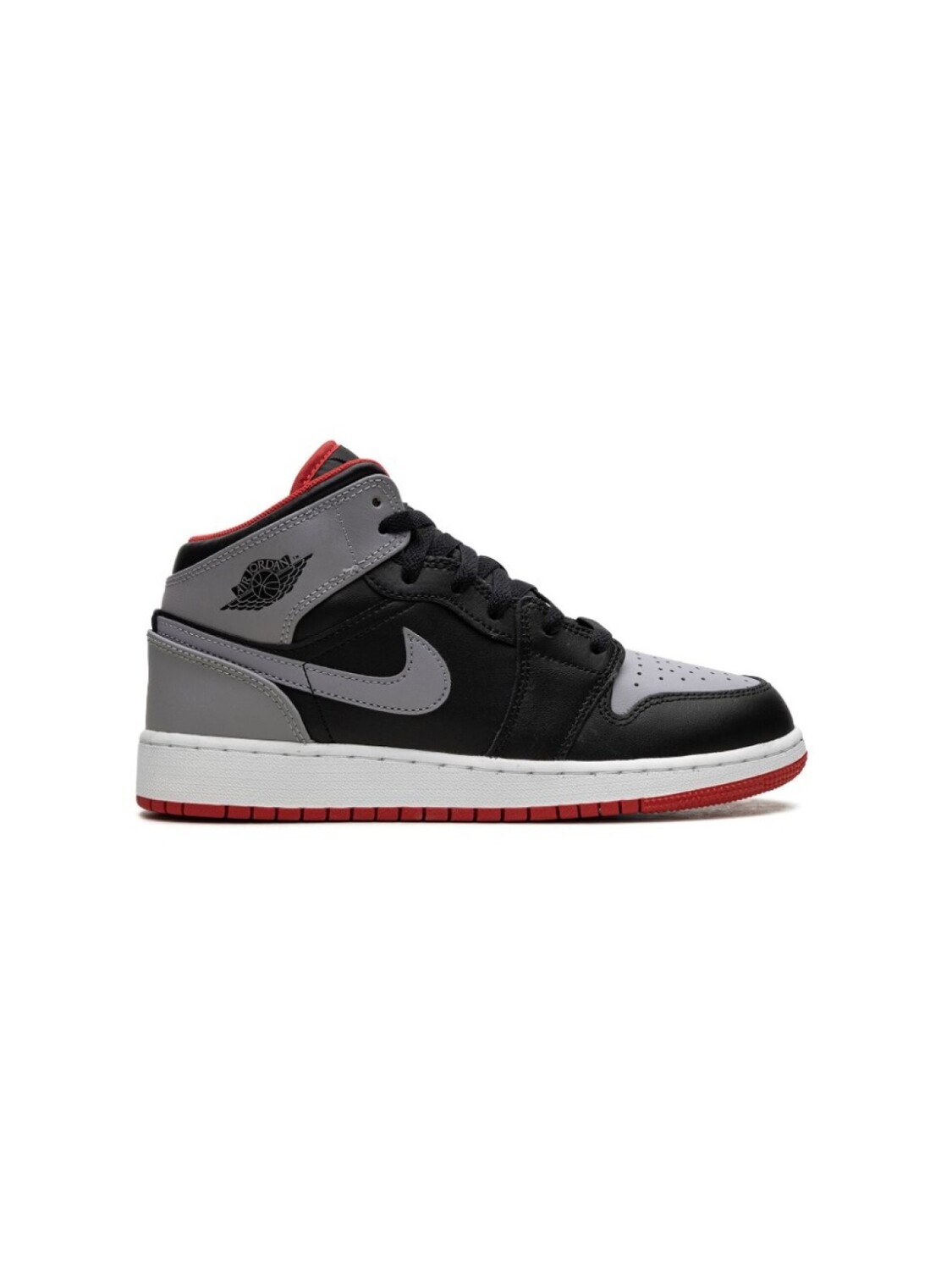 

Кроссовки Air Jordan 1 Mid Black/Grey/Red Jordan Kids, черный