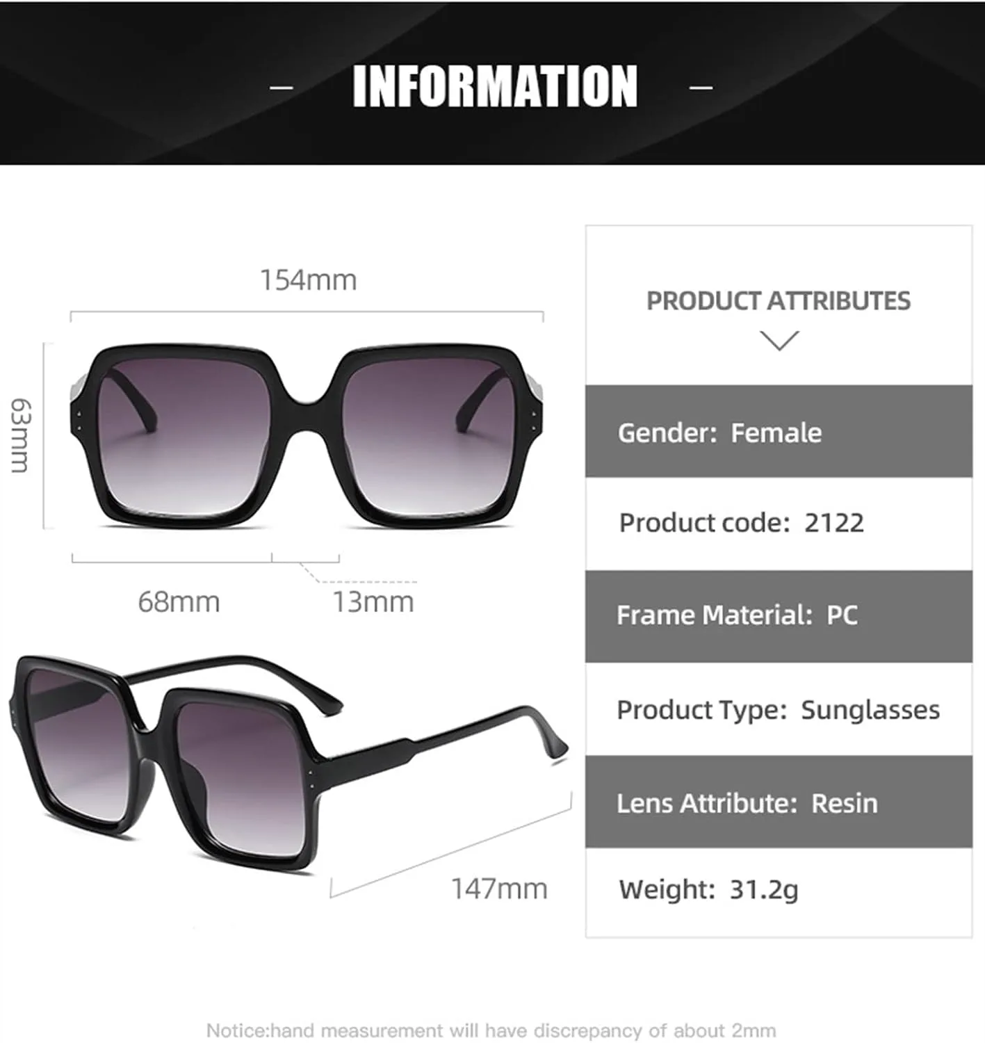 

Солнцезащитные очки XINXIN в большой квадратной оправе для мужчин и женщин, идеально подходящие для улицы и отдыха на природе (цвет: D, размер: средний), D