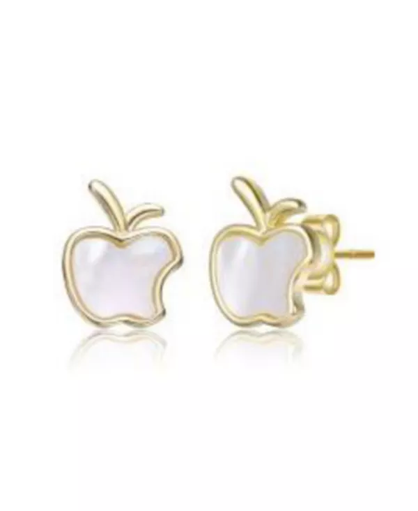 

Детские серьги-гвоздики в форме яблок, покрытые 14-каратным золотом и белым перламутром Gigigirl, gold