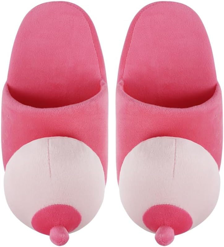 Ibluelover Unisex Funny Тапочки Сексуальные домашние туфли Новинка Плюшевые домашние тапочки Зимние пушистые тапочки для спальни Подарки с шутками, красный — фото 2