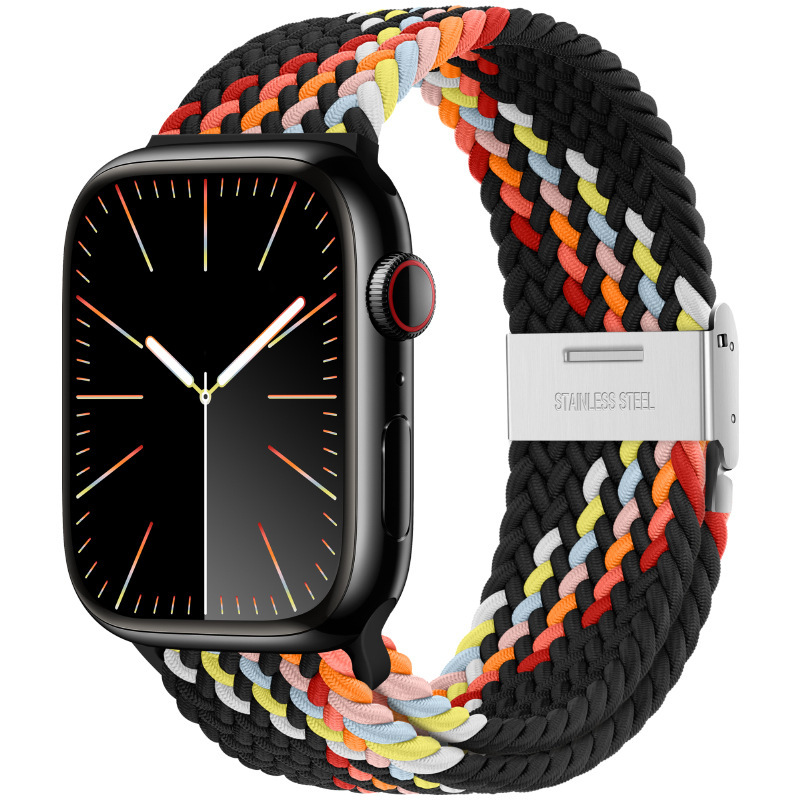 

Wepro Часы Strap Apple Compatibility Nylon Material 120mm~205mm, [Upgraded Woven]Z-Pattern Black Rainbow