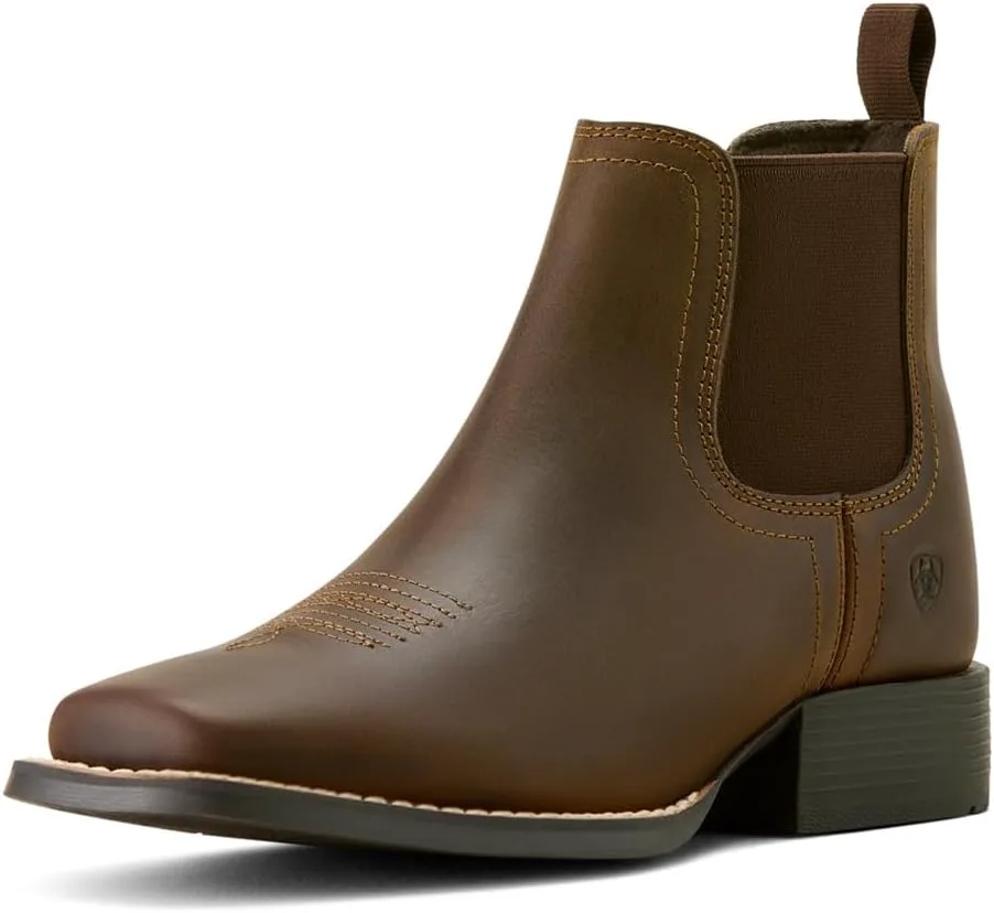 Мужские вестерн-бежи ARIAT Booker Chelsea с широким квадратным носком, коричневый