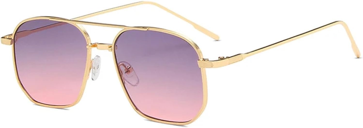 

Металлические солнцезащитные очки с двойной перемычкой для женщин и мужчин, популярные для активного отдыха, рыбалки, вождения, с защитой от УФ-излучения UV400 TKKTLLT, Gold Gray Pink