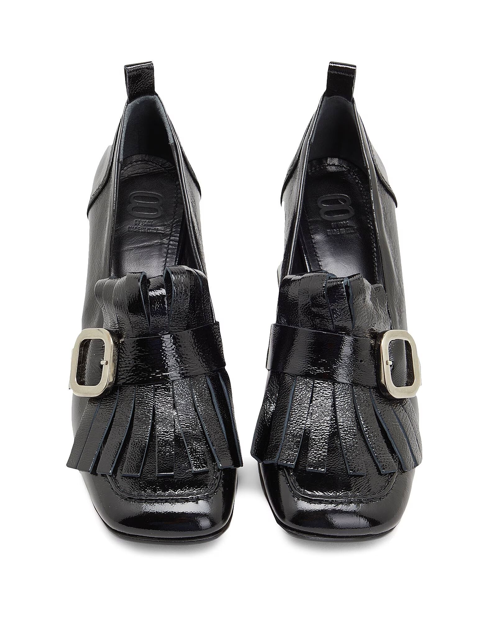 Лоферы Patent Leather Fringe-Detail Loafer 8 By Yoox, черный — фото 3