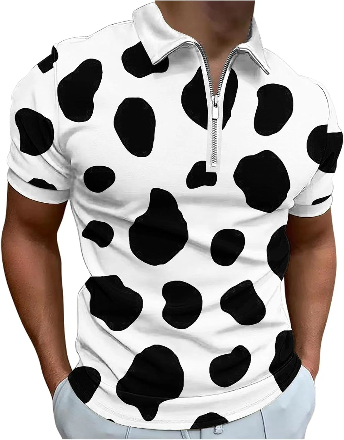 

Zeiyignr поло для мужчин, 3D принт, короткий рукав, застежка-молния