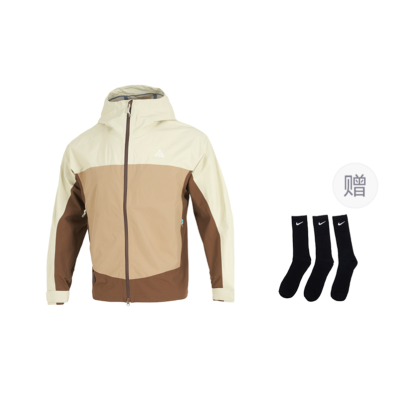 

Storm FIT Outdoor Hiking, Urban Living/Travel/Commuting Waterproof And Windproof Windbreaker Coats Men's Nike, светло хаки/априкот tea коричневый/mountain белый (includes nike socks 3 pack)