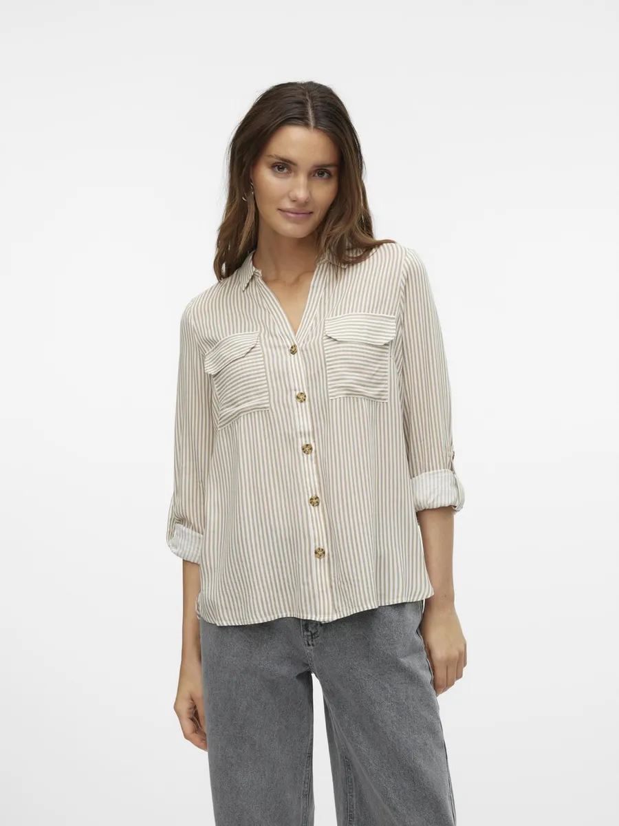 

Блуза-рубашка Vero Moda "VMBUMPY L/S SHIRT NEW WVN GA NOOS", серебристый