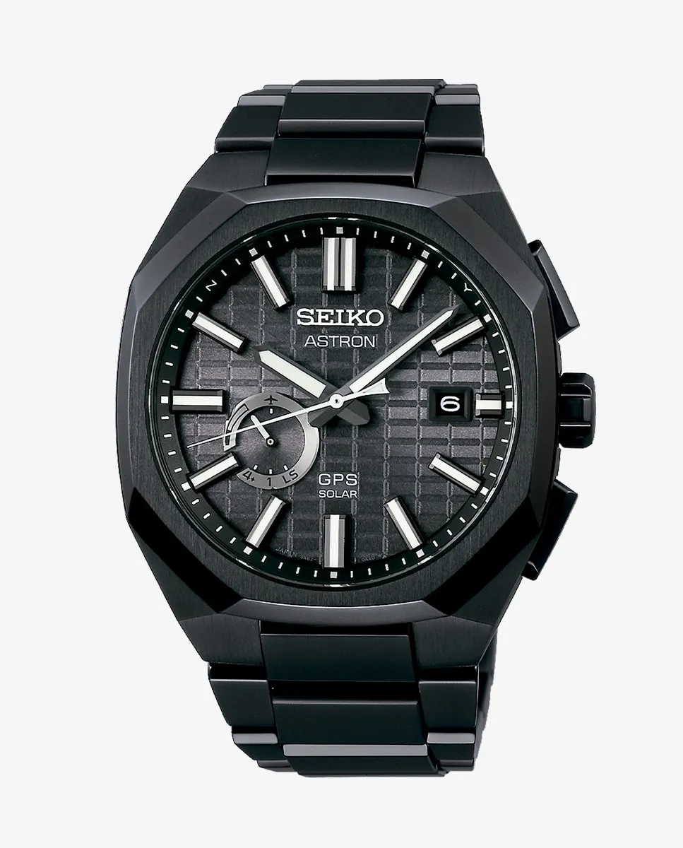 

Мужские часы Astron SSJ015J1 из стали с черным ремешком Seiko, черный