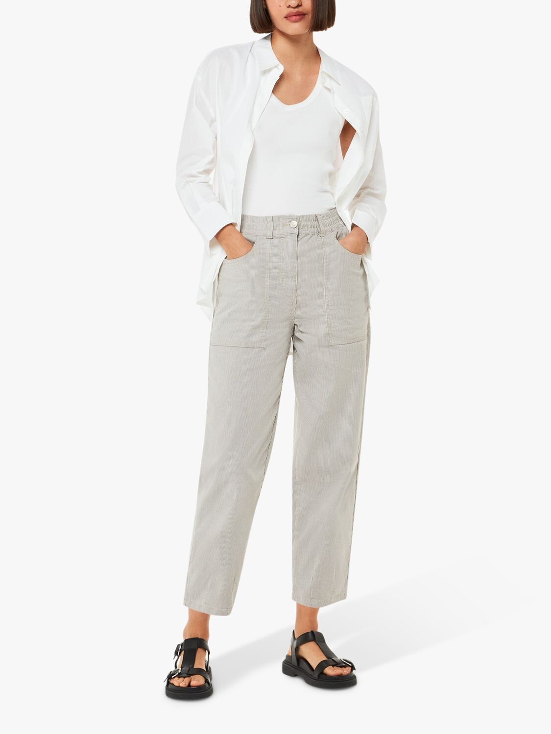 

Повседневные брюки Whistles Tessa Stripe, серые, Серый, Повседневные брюки Whistles Tessa Stripe, серые