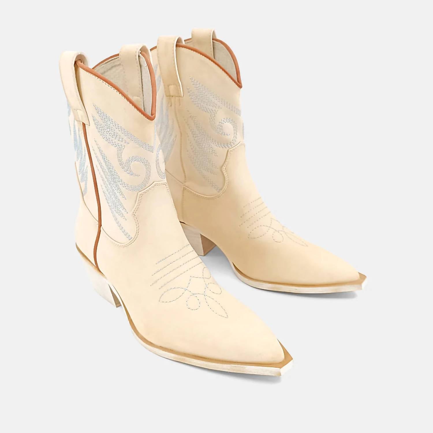 Женские ковбойские сапоги Zahara в кремовом цвете SHU SHOP